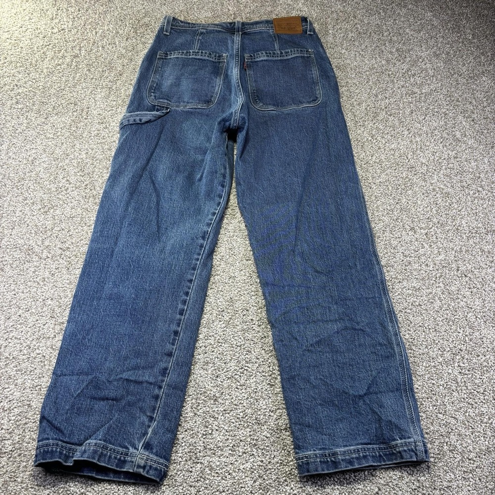 Levis Ribcage High Rise Straight Jeans Women 27 Blue Medium Wash Denim Carpenter